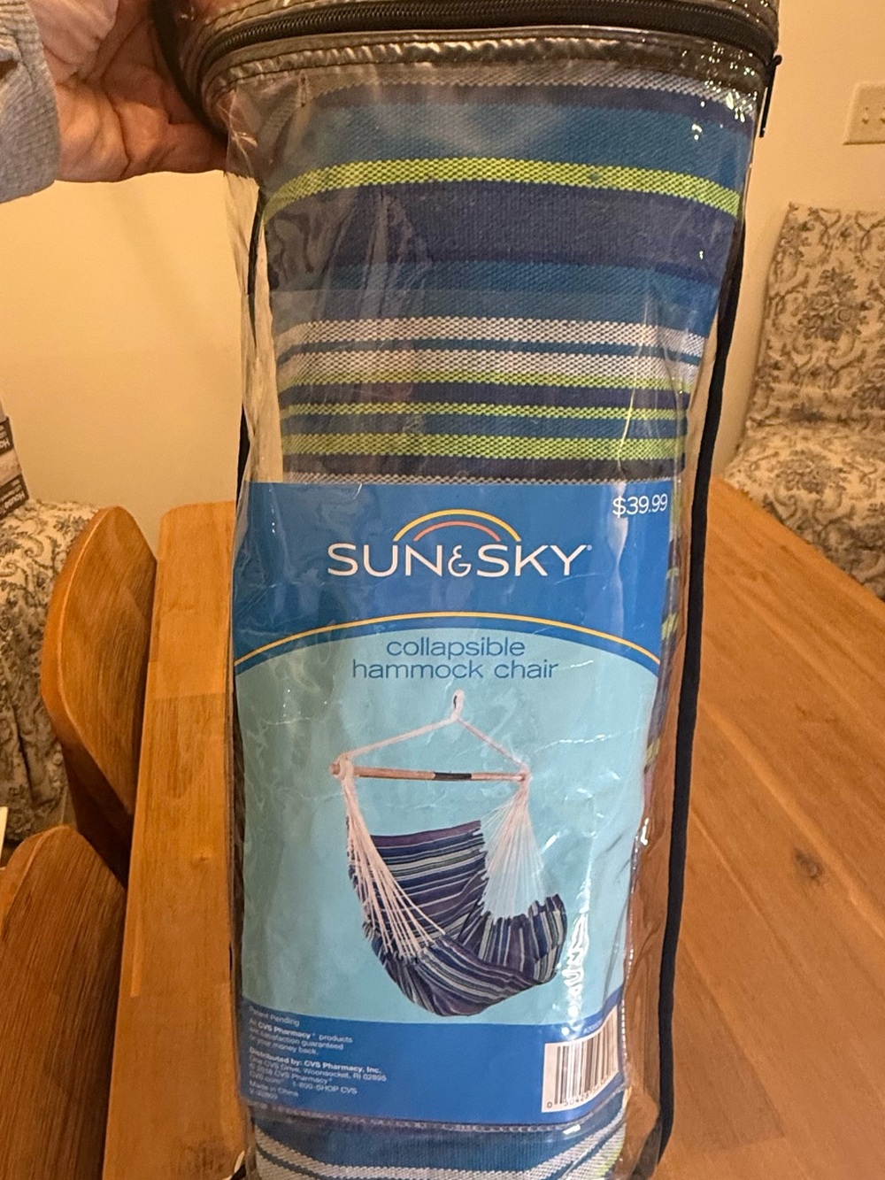 Blue Striped Collapsible Hammock Chair